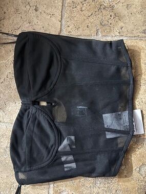 Forever 21 bustier top black sexy sheer bandeau tube top cropped nwt shirt